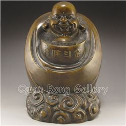 Vintage Chinese Bronze Laughing Buddha Statue