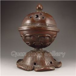 Chinese Bronze Incense Burner & Lid