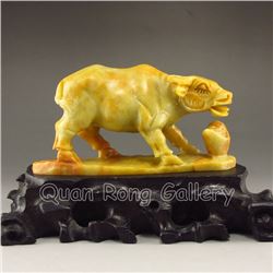 Hand Carved Chinese Shoushan Stone Statue - Ox