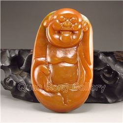 Beautiful Color Chinese Natural Jade Pendant - Laughing Buddha