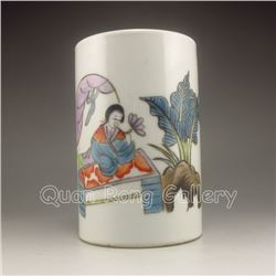 Hand-draw Chinese Wu Cai Porcelain Brush Pot