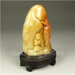 Chinese Shoushan Stone Statue - Teacher & Student