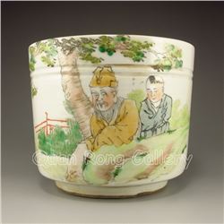 Hand-painted Chinese Su Cai Porcelain Brush Washer