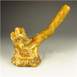 Chinese Deer Bone Statue w Fortune Beast