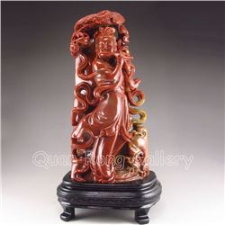 Chinese Shoushan Stone Statue - Music Girl