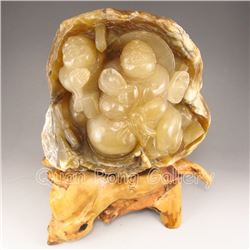 Chinese Shoushan Stone Statue - Fortune Kids