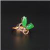 Image 2 : 18K Gold Inlay Natural Green Jadeite Diamond Ring w Certificate