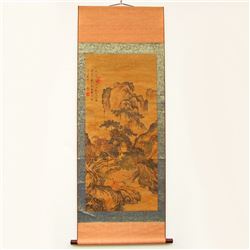 Chinese Watercolour on Xuan Paper Hill Water & Figures Painting Tang Yin 1470 -1524