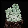 Image 2 : Superb Natural Jadeite/Jade Statue w Carp & Lotus Flower