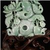 Image 4 : Superb Natural Jadeite/Jade Statue w Carp & Lotus Flower