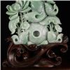 Image 5 : Superb Natural Jadeite/Jade Statue w Carp & Lotus Flower