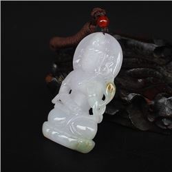 Natural Jadeite Kwan-yin Pendant w Certificate