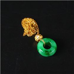 Natural Jadeite Pendant w 18K Gold Chain & Certificate