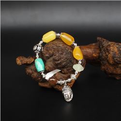 Sterling Silver,Amber,Turquoise,Bracelet