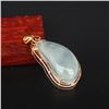 Image 1 : 18K Gold Inlay Natural Jadeite Diamond Pendant w Certificate