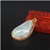 Image 2 : 18K Gold Inlay Natural Jadeite Diamond Pendant w Certificate