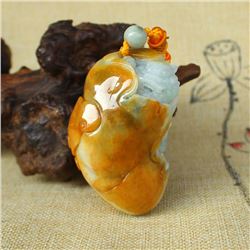 Natural Jadeite Fortune Beast Pendant w Certificate
