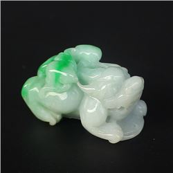 Natural Jadeite Pixiu Statue w Certificate