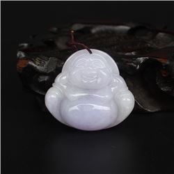 Natural Jadeite Laughing Buddha Pendant w Certificate