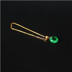 Fine Natural Jadeite Pendant & Gold Chain w Certificate