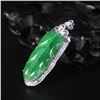 Image 1 : 18K White Gold Inlay Natural Jadeite Diamond Pendant w Certificate