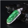 Image 2 : 18K White Gold Inlay Natural Jadeite Diamond Pendant w Certificate