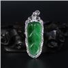 Image 4 : 18K White Gold Inlay Natural Jadeite Diamond Pendant w Certificate