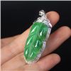Image 5 : 18K White Gold Inlay Natural Jadeite Diamond Pendant w Certificate