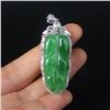 Image 6 : 18K White Gold Inlay Natural Jadeite Diamond Pendant w Certificate