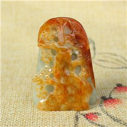 Natural Jadeite Pendant - Magpie & Plum Flower w Certificate