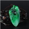 Image 4 : Superb Natural Green Jadeite Pendant - Monkey & Peach