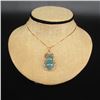 Image 1 : 18K Gold Inlay Natural Jadeite Diamond Gourd Pendant w Gold Chain & Certificate