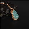 Image 3 : 18K Gold Inlay Natural Jadeite Diamond Gourd Pendant w Gold Chain & Certificate