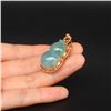 Image 6 : 18K Gold Inlay Natural Jadeite Diamond Gourd Pendant w Gold Chain & Certificate