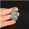 Image 7 : 18K Gold Inlay Natural Jadeite Diamond Gourd Pendant w Gold Chain & Certificate