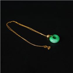 Natural Jadeite Pendant w 18K Gold Chain & Certificate