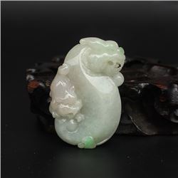 Natural Jadeite Fortune Beast Pendant w Certificate