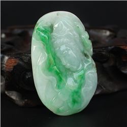 Natural Green Jadeite Kwan-yin Pendant w Certificate