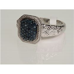 #7-STERLING SILVER DIAMOND RING WITH 49 DIAMONDS SIZE 7