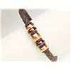 Image 2 : #9-STAINLESS STEEL BROWN LEATHER BRACELET WITH BEADS