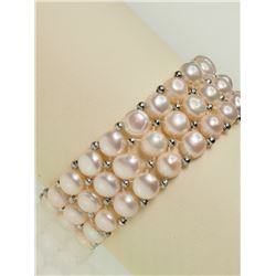 #44-FRESHWATER PEARL FLEXIBLE SIZE BRACELET