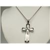 Image 1 : #47-MEN'S STAINLESS STEEL SATIN CROSS PENDANT NECKLACE