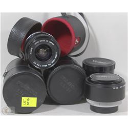 LOT OF 5 CAMERA LENSES. 2 FUJICA, 2 CANON &
