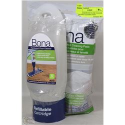BONA HARDWOOD FLOOR CLEANER AND WET CLEANING PADS