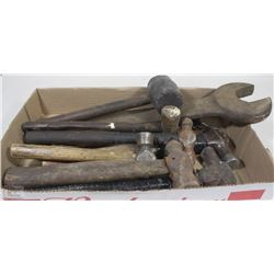 FLAT OF ASSORTED BALL PEIN HAMMERS AND TOOLS