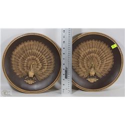PAIR OF GIROTTI SCULPTURED ART PEACOCK WALL DECOR