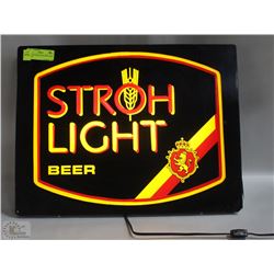 VINTAGE STROH LIGHT BEER LIGHT UP SIGN