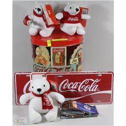 COCA COLA TIN WITH COCA COLA COLLECTOR LICENSE