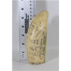 SCRIMSHAW WHALE TOOTH REPLICA