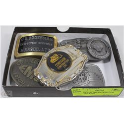 LOT OF 5 OILFIELD COLLECTOR BELT BUCKLES